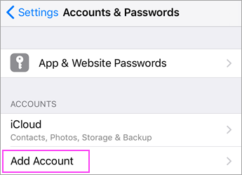 Tap "Add Account"
